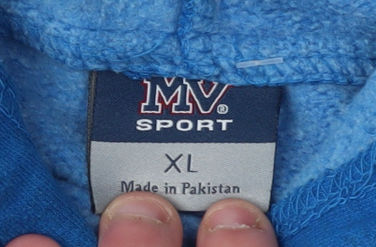 MV Sport Men's Blue XL Hooded Logo Pullover Hoodie