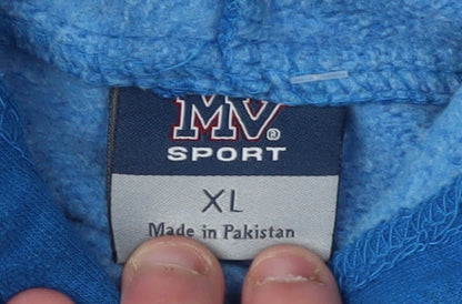 MV Sport Men's Blue XL Hooded Logo Pullover Hoodie