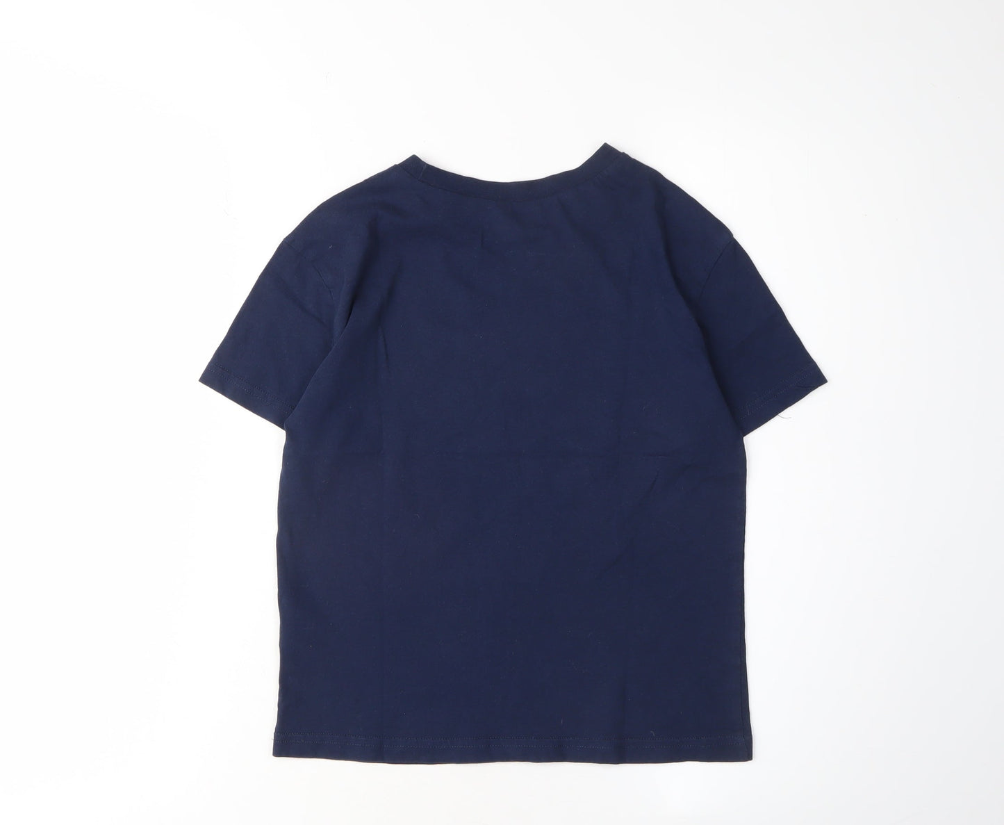 H&M Boys Navy Blue Cotton T-Shirt, Size 8-10Y, Short Sleeve