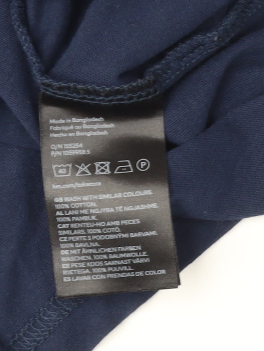 H&M Boys Navy Blue Cotton T-Shirt, Size 8-10Y, Short Sleeve