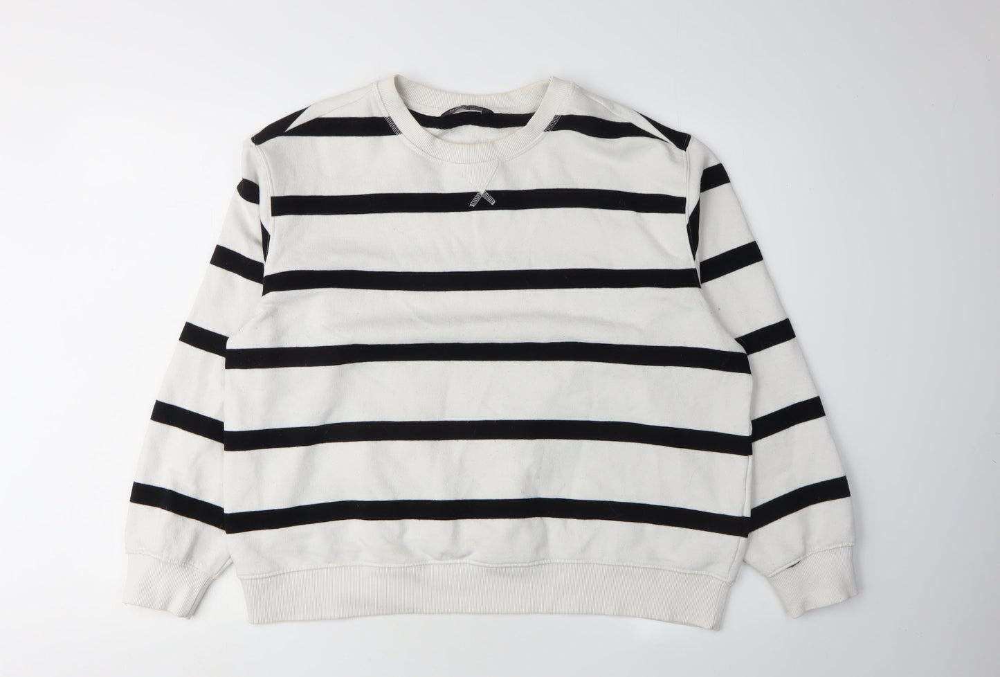 Marks and Spencer Women Ivory Striped Pullover Sweatshirt Size 14