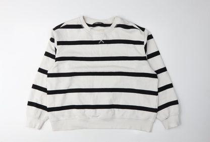 Marks and Spencer Women Ivory Striped Pullover Sweatshirt Size 14