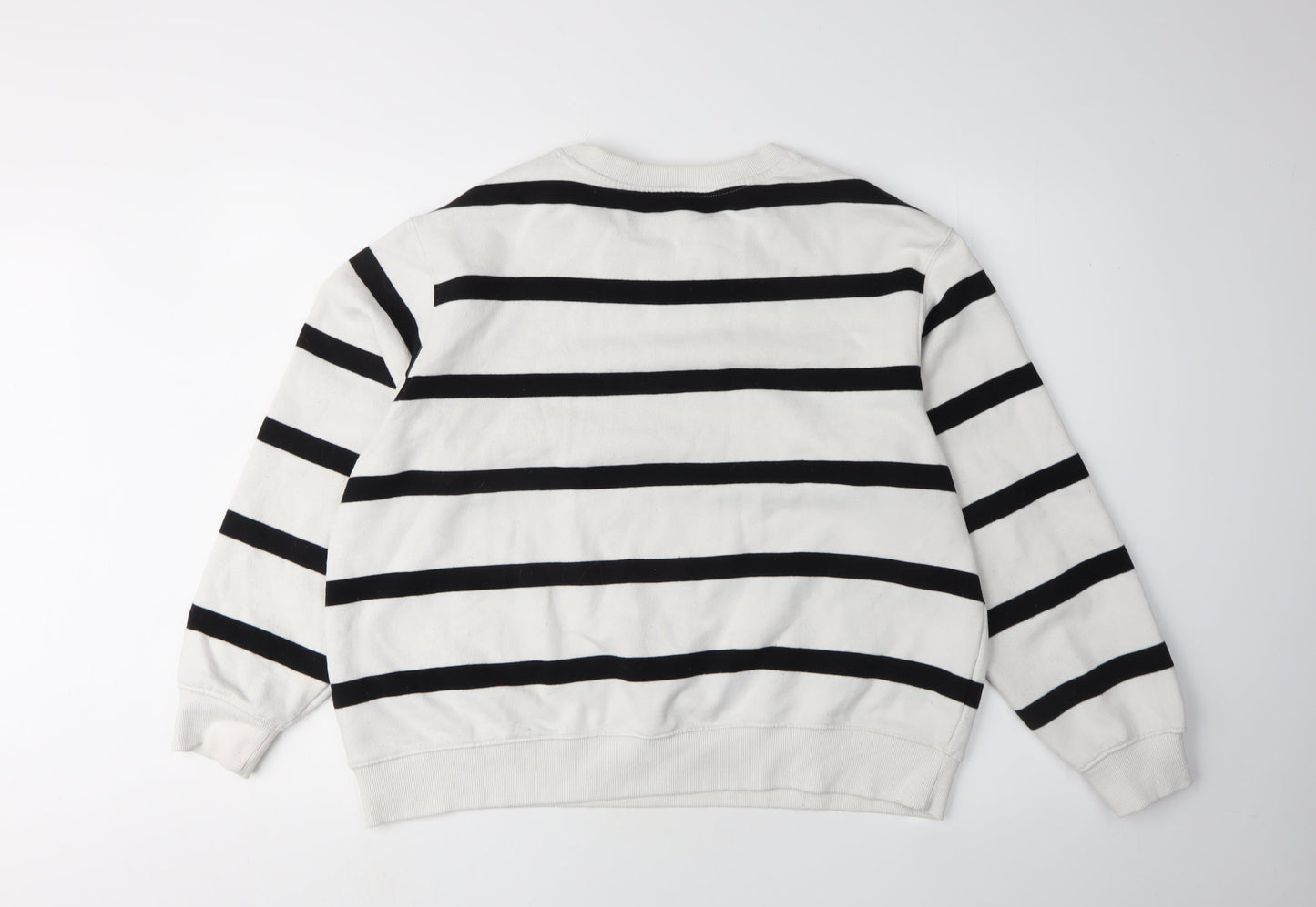 Marks and Spencer Women Ivory Striped Pullover Sweatshirt Size 14
