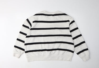 Marks and Spencer Women Ivory Striped Pullover Sweatshirt Size 14