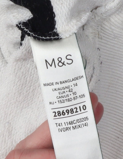 Marks and Spencer Women Ivory Striped Pullover Sweatshirt Size 14