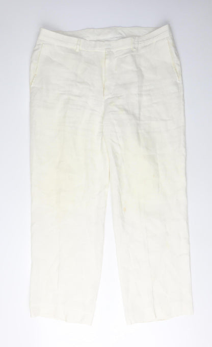 Womens UK Size 40L Linea Classic Fit  Ivory Trousers