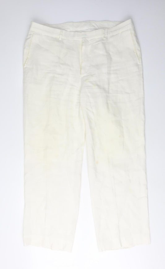 Womens UK Size 40L Linea Classic Fit  Ivory Trousers