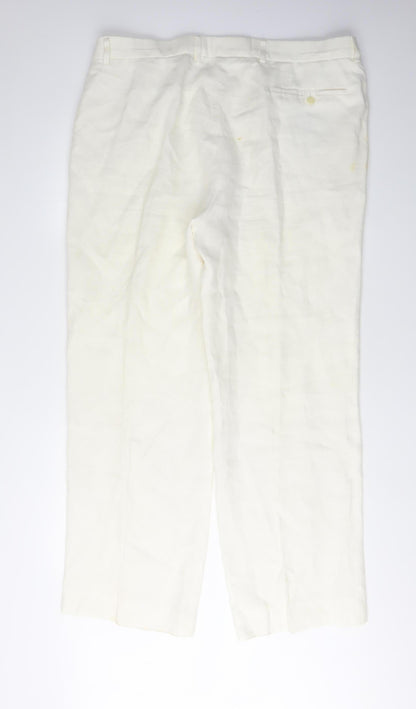 Womens UK Size 40L Linea Classic Fit  Ivory Trousers