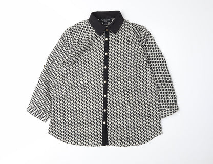 Mix Nouveau Women's Black Geometric Button-Up Shirt S