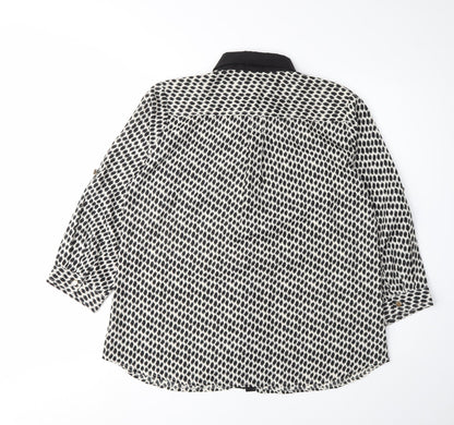 Mix Nouveau Women's Black Geometric Button-Up Shirt S