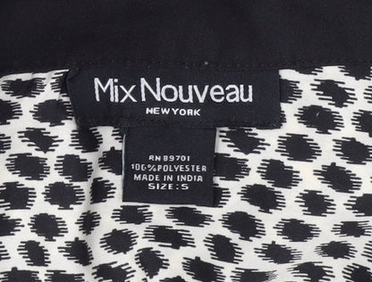 Mix Nouveau Women's Black Geometric Button-Up Shirt S