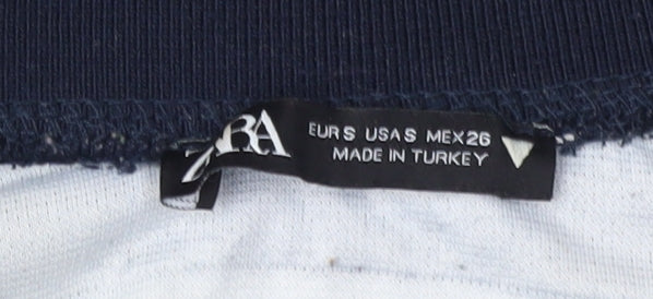 Zara Women's Blue Striped Henley Sweatshirt S