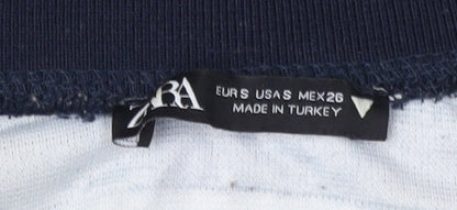 Zara Women's Blue Striped Henley Sweatshirt S