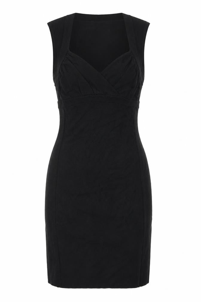 H&M Women's Black Bodycon Midi Dress, S, V-Neck