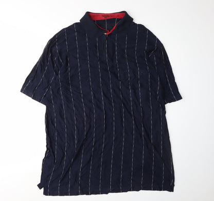 Falabella Men's Blue 2XL Striped Polo Shirt