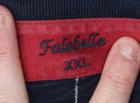 Falabella Men's Blue 2XL Striped Polo Shirt