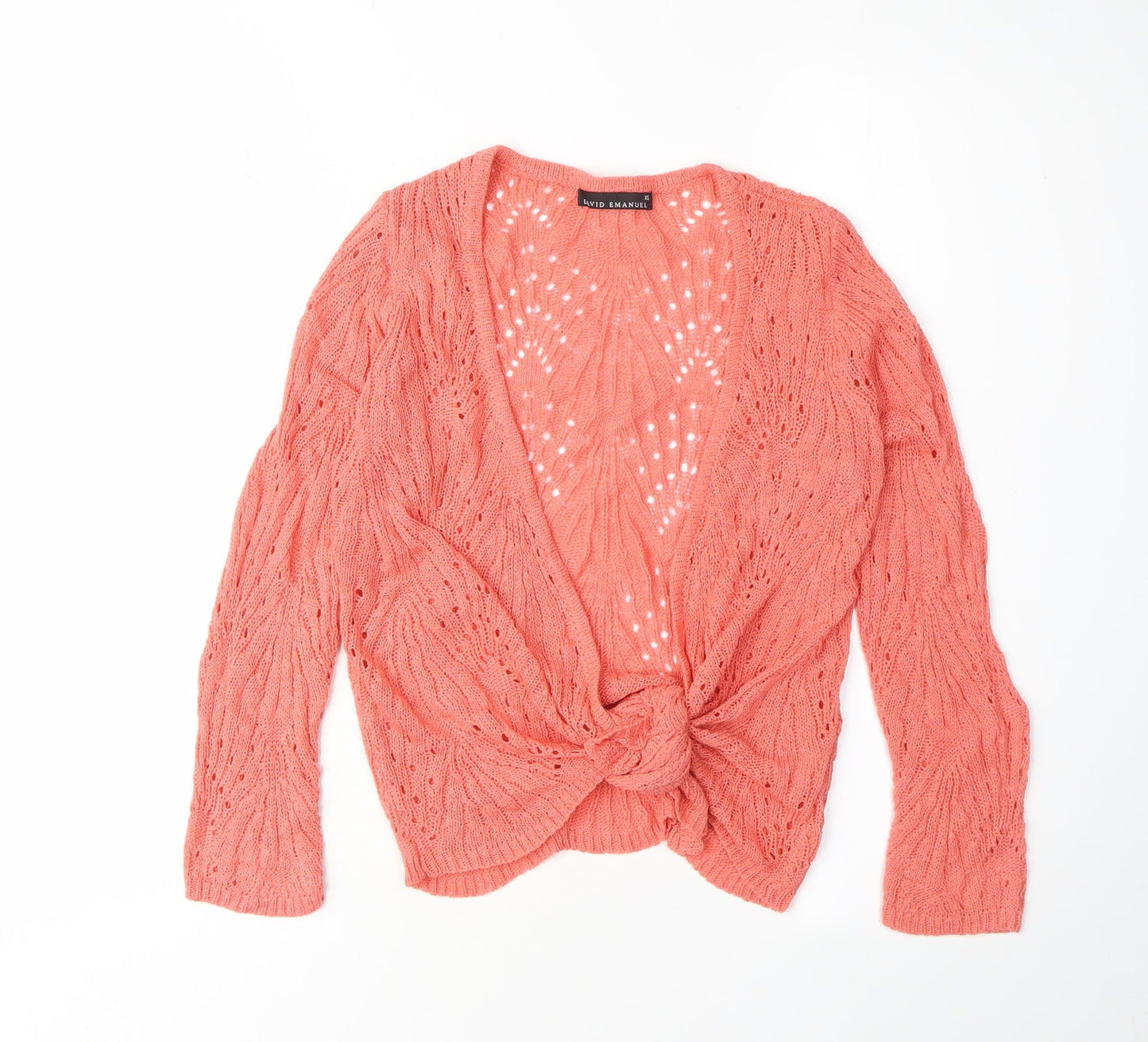 David Emanuel Women's Pink Open-Knit Cardigan XS