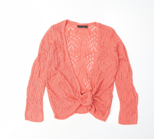 David Emanuel Women's Pink Open-Knit Cardigan XS