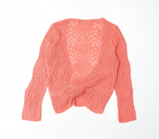 David Emanuel Women's Pink Open-Knit Cardigan XS