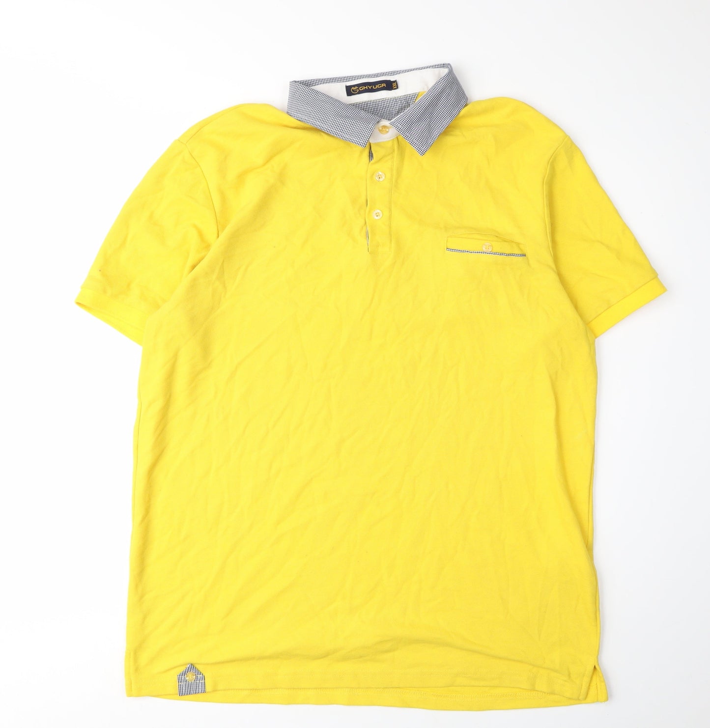 GHYUGR Men's Yellow Short Sleeve Polo XXL Cotton
