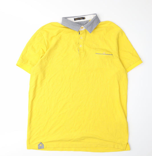 GHYUGR Men's Yellow Short Sleeve Polo XXL Cotton