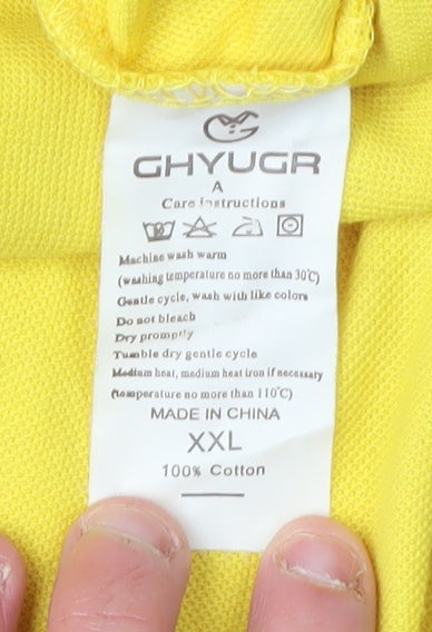 GHYUGR Men's Yellow Short Sleeve Polo XXL Cotton