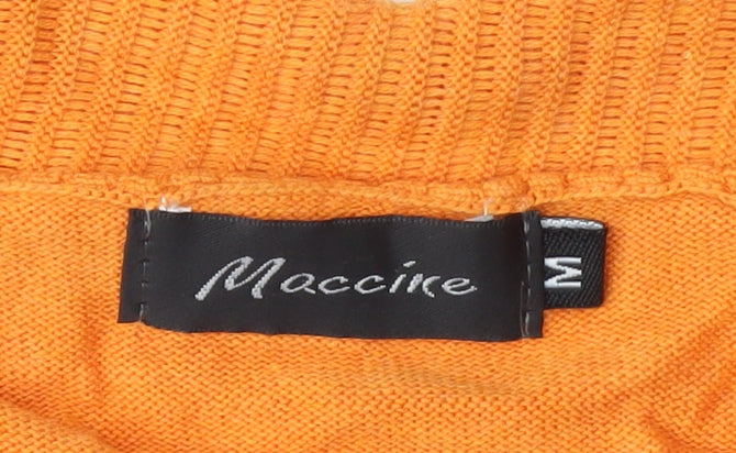 Maccine Women's Orange Ruffle Cardigan Knit M