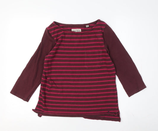 Jack Wills Women's Red Striped 3/4 Sleeve T-Shirt