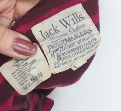 Jack Wills Women's Red Striped 3/4 Sleeve T-Shirt