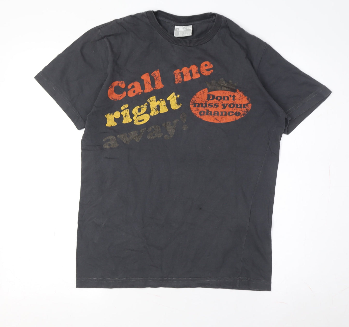 Men's Black Graphic Print T-Shirt S