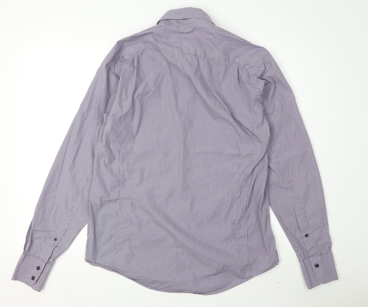 Reiss Men's Purple Striped Long Sleeve Shirt L