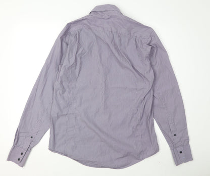 Reiss Men's Purple Striped Long Sleeve Shirt L