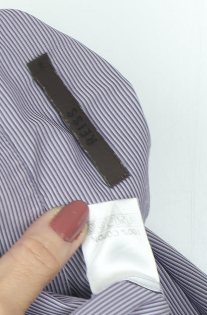 Reiss Men's Purple Striped Long Sleeve Shirt L