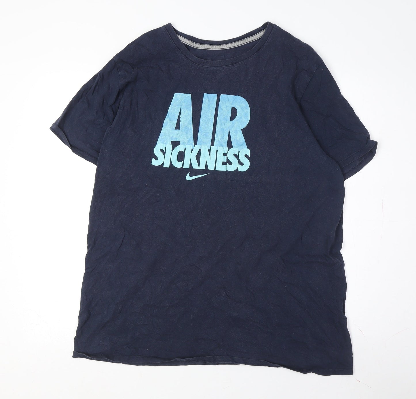 Nike Men's Blue Graphic Print Crew Neck T-Shirt M