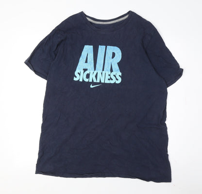 Nike Men's Blue Graphic Print Crew Neck T-Shirt M