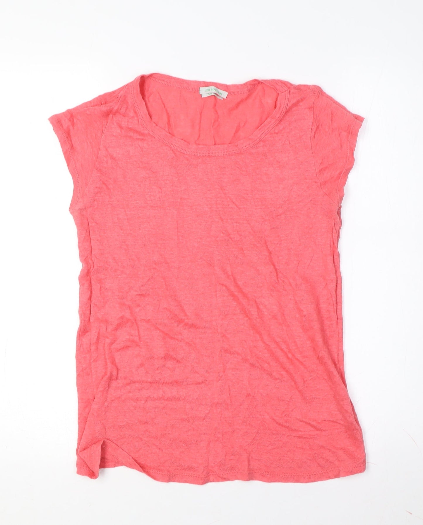 Womens UK Size M Benetton Pink Basic T-Shirt