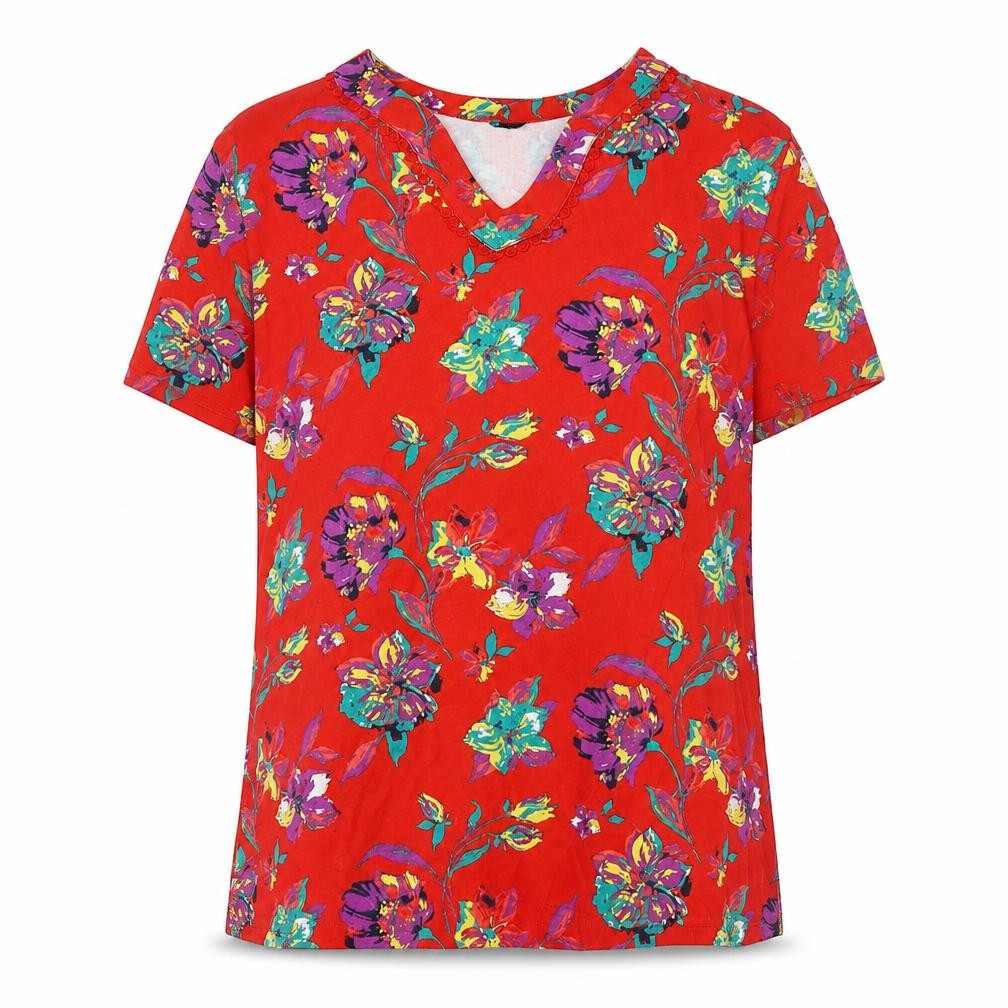 Womens UK Size M Isle Essentials Red Basic T-Shirt