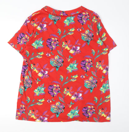 Womens UK Size M Isle Essentials Red Basic T-Shirt