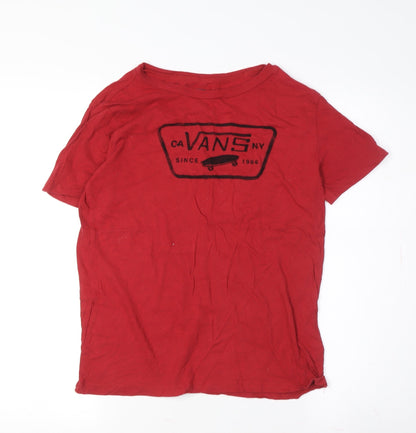 Vans Boys Red Graphic T-Shirt S Casual Skateboarding Style