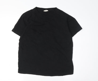 Hush Men's Black Cotton Crew Neck T-Shirt, Size S