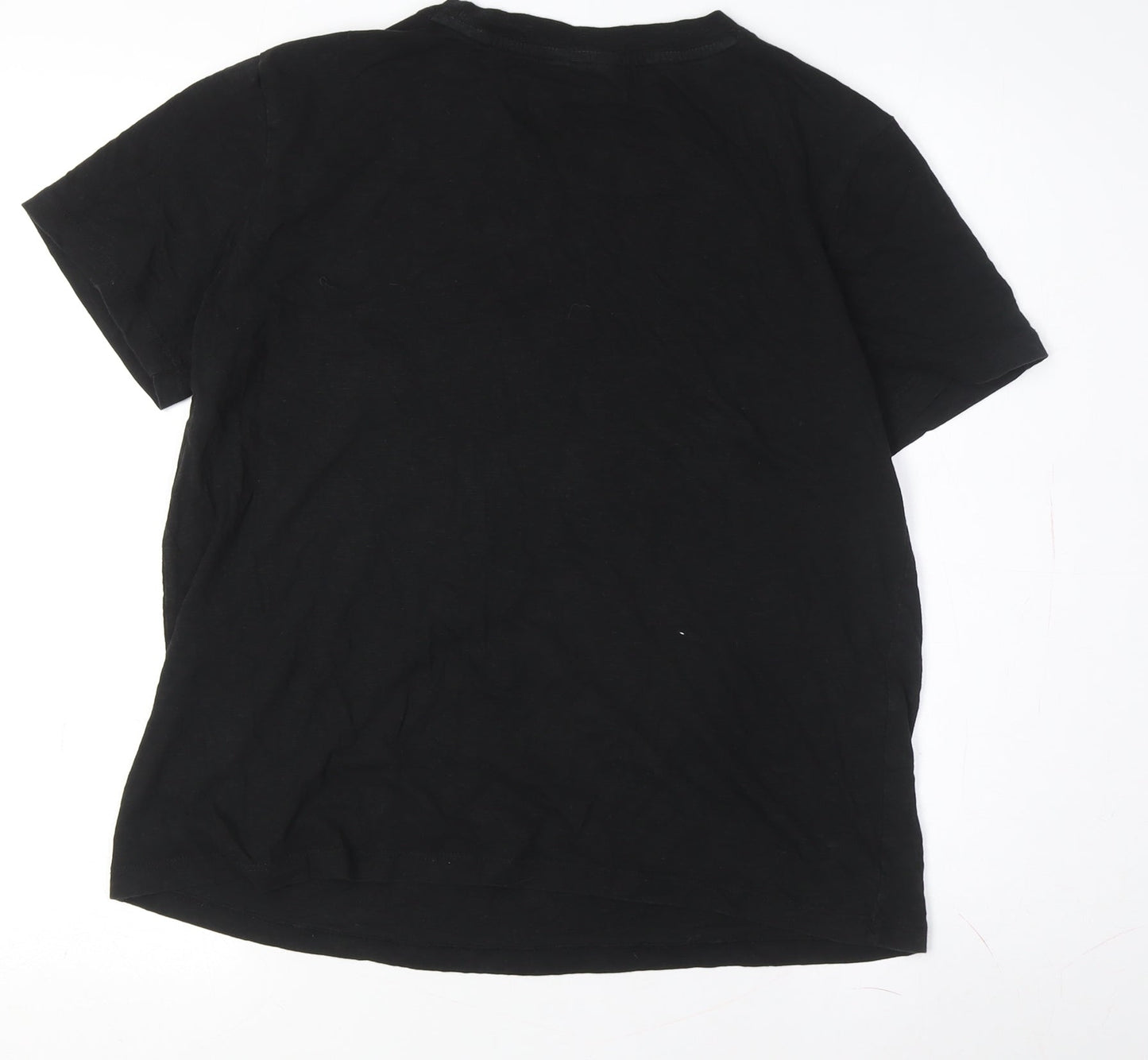 Hush Men's Black Cotton Crew Neck T-Shirt, Size S
