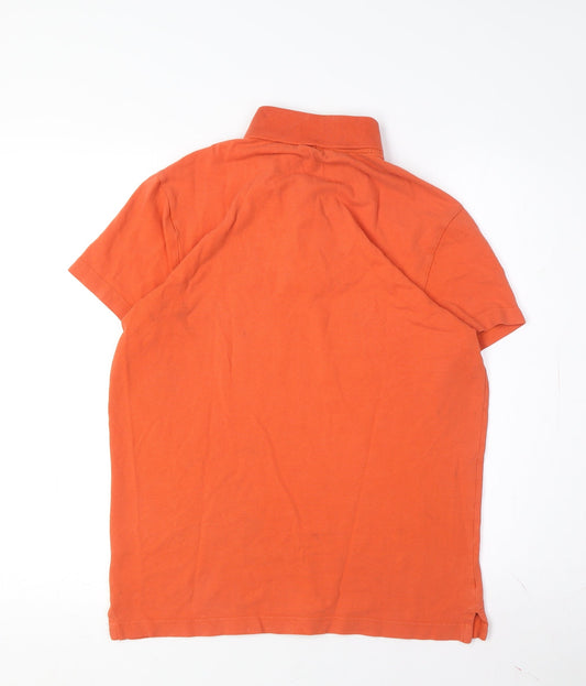 Hollister Men's Orange Polo Shirt, Size S, Cotton, Casual