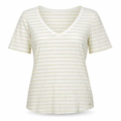 Marc O'Polo Women's Beige Striped V-Neck T-Shirt M
