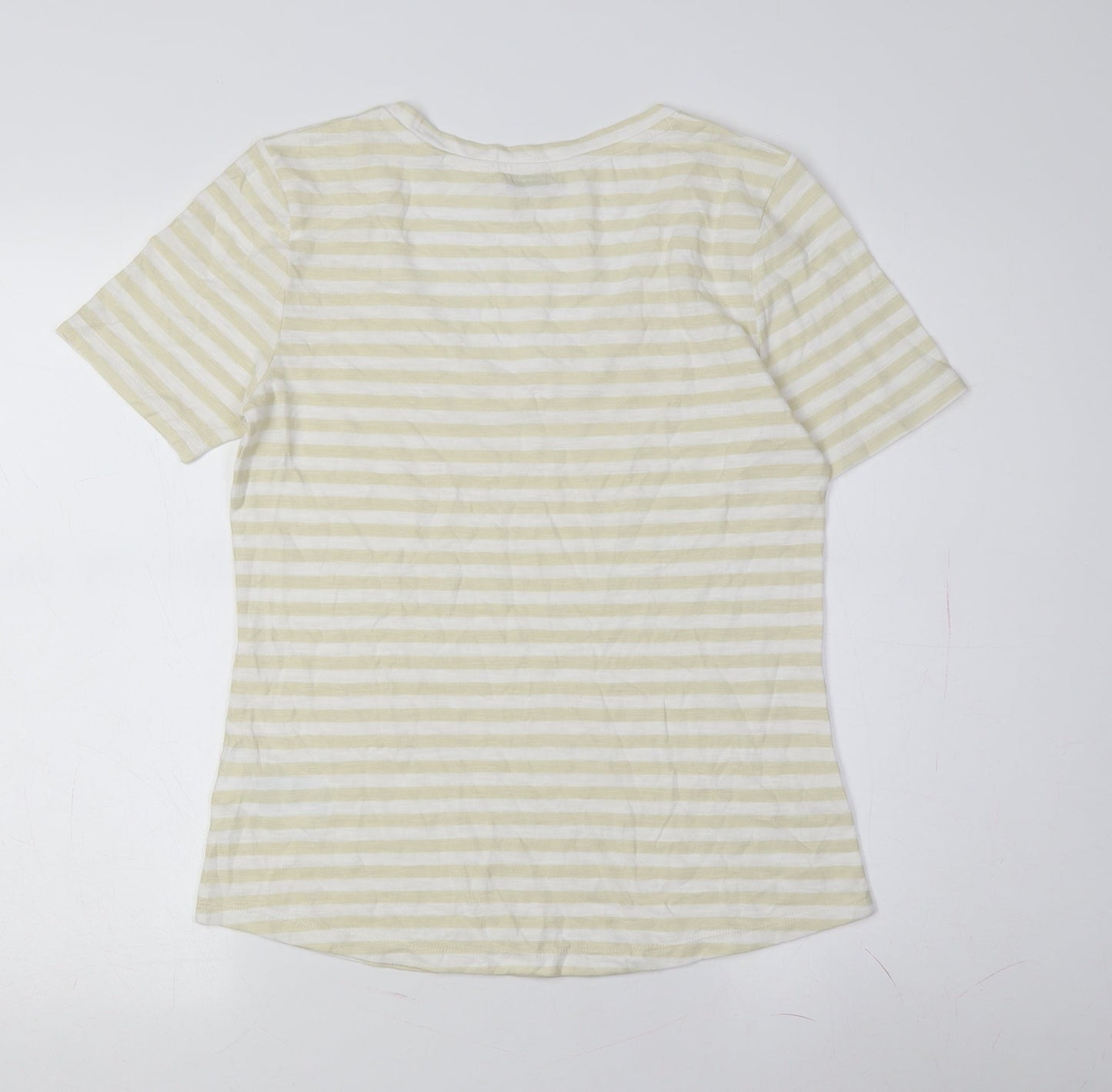 Marc O'Polo Women's Beige Striped V-Neck T-Shirt M