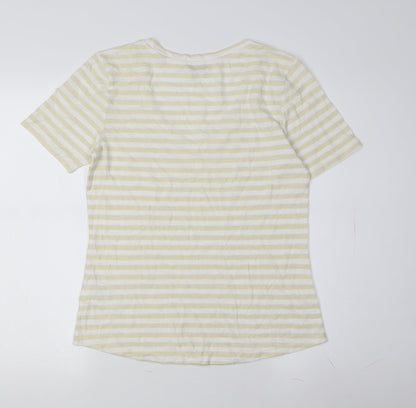 Marc O'Polo Women's Beige Striped V-Neck T-Shirt M