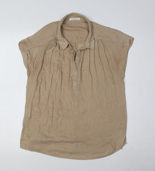 Promod Women's Beige Short Sleeve Blouse Size 10