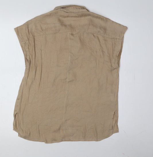 Promod Women's Beige Short Sleeve Blouse Size 10