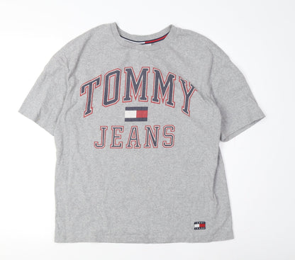Tommy Jeans Men's Grey Logo T-Shirt - Small, Regular Fit