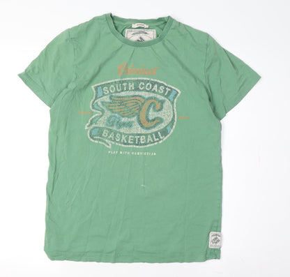 Mens UK Size M Criminal Damage Green  T-Shirt