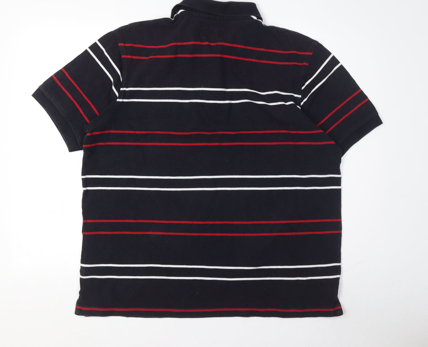 Marks and Spencer Men's Black Striped Polo L Cotton